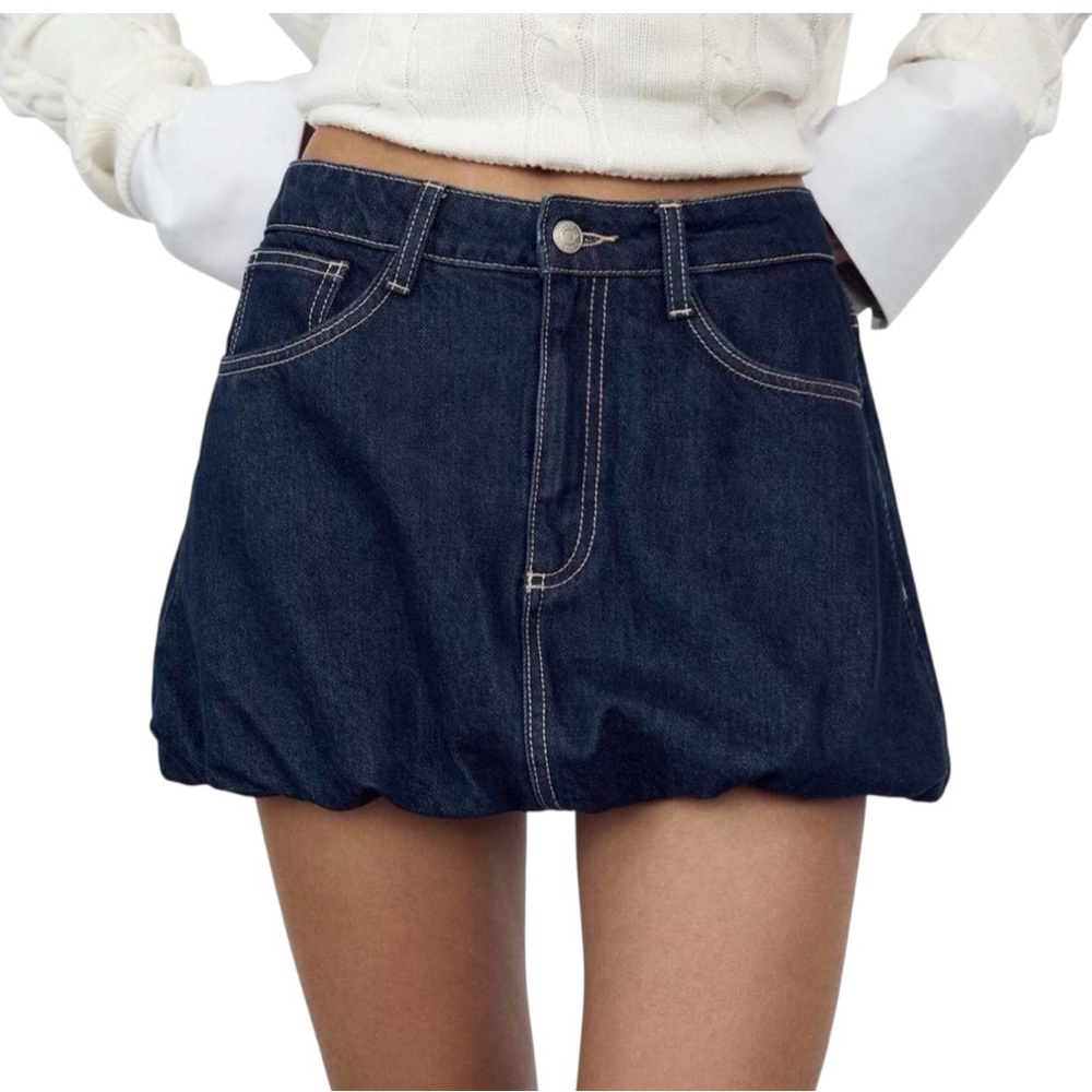 Zara Classic Denim Mini Skirt – Balloon Shape, Size S